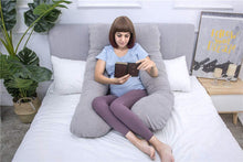 Load image into Gallery viewer, U Shaped Full Body Pregnancy Pillow with Velour Cover (Grey) - Awesling