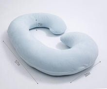 Load image into Gallery viewer, C Shaped Full Body Pregnancy Pillow with Velour Cover (Light Blue) - Awesling