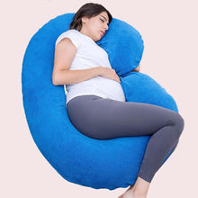 Load image into Gallery viewer, C Shaped Full Body Pregnancy Pillow with Velour Cover (Dark Blue) - Awesling