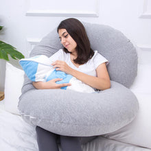 Load image into Gallery viewer, C Shaped Full Body Pregnancy Pillow with Jersey Cover (Gray) - Awesling