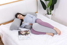Load image into Gallery viewer, 60 Inch Detachable Pregnancy Body Pillow with Jersey Cover (Grey) - Awesling