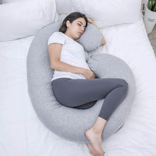 Load image into Gallery viewer, C Shaped Full Body Pregnancy Pillow with Jersey Cover (Gray) - Awesling
