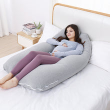 Load image into Gallery viewer, AWESLING U Shape Full Body Pregnancy Pillow with Jersey Cover (Light Grey)
