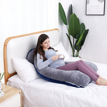 Load image into Gallery viewer, AWESLING U Shaped Full Body Pregnancy Pillow with Velvet Cover (Blue Grey)
