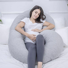 Load image into Gallery viewer, C Shaped Full Body Pregnancy Pillow with Jersey Cover (Gray) - Awesling
