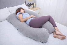 Load image into Gallery viewer, U Shaped Full Body Pregnancy Pillow with Velour Cover (Grey) - Awesling
