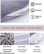 Load image into Gallery viewer, 60 Inch Detachable Pregnancy Body Pillow with Velvet Cover (Grey) - Awesling
