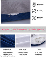 Load image into Gallery viewer, 60 Inch Detachable Pregnancy Body Pillow with Velvet Cover (Grey Blue) - Awesling
