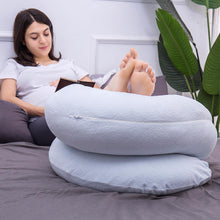 Load image into Gallery viewer, C Shaped Full Body Pregnancy Pillow with Velour Cover (Light Blue) - Awesling
