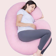 Load image into Gallery viewer, C Shaped Full Body Pregnancy Pillow with Velour Cover (Pink) - Awesling
