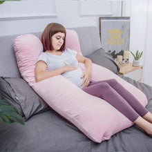 Load image into Gallery viewer, U Shaped Full Body Pregnancy Pillow with Velour Cover (Pink) - Awesling
