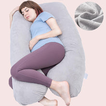 Load image into Gallery viewer, U Shaped Full Body Pregnancy Pillow with Velour Cover (Grey) - Awesling
